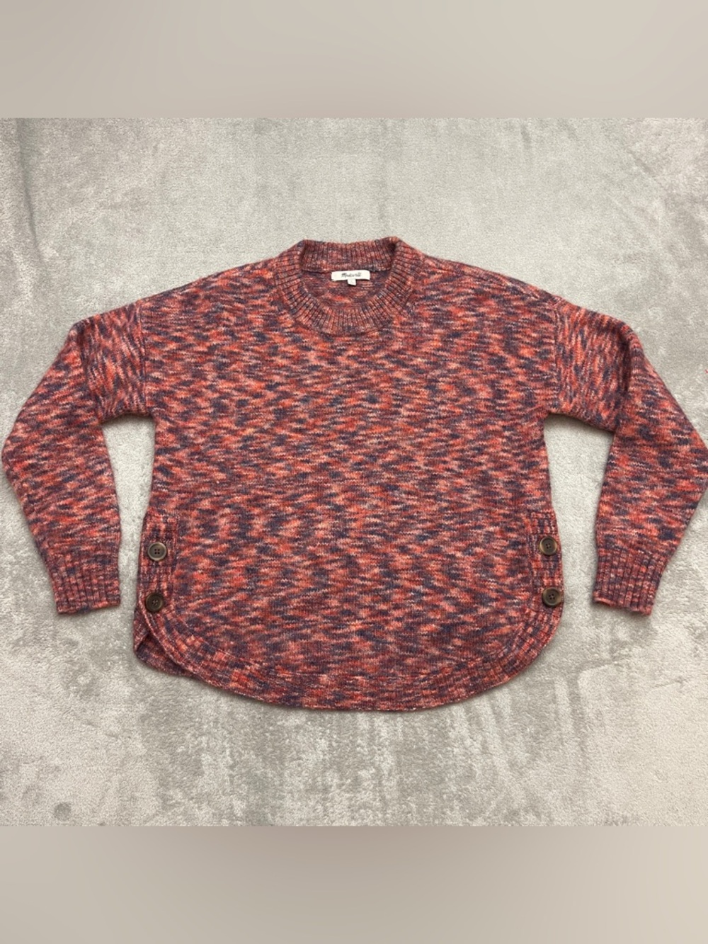 Madewell Spacedyed Birchmont Side Button Pullover Sweater MC841 - Sangria - S